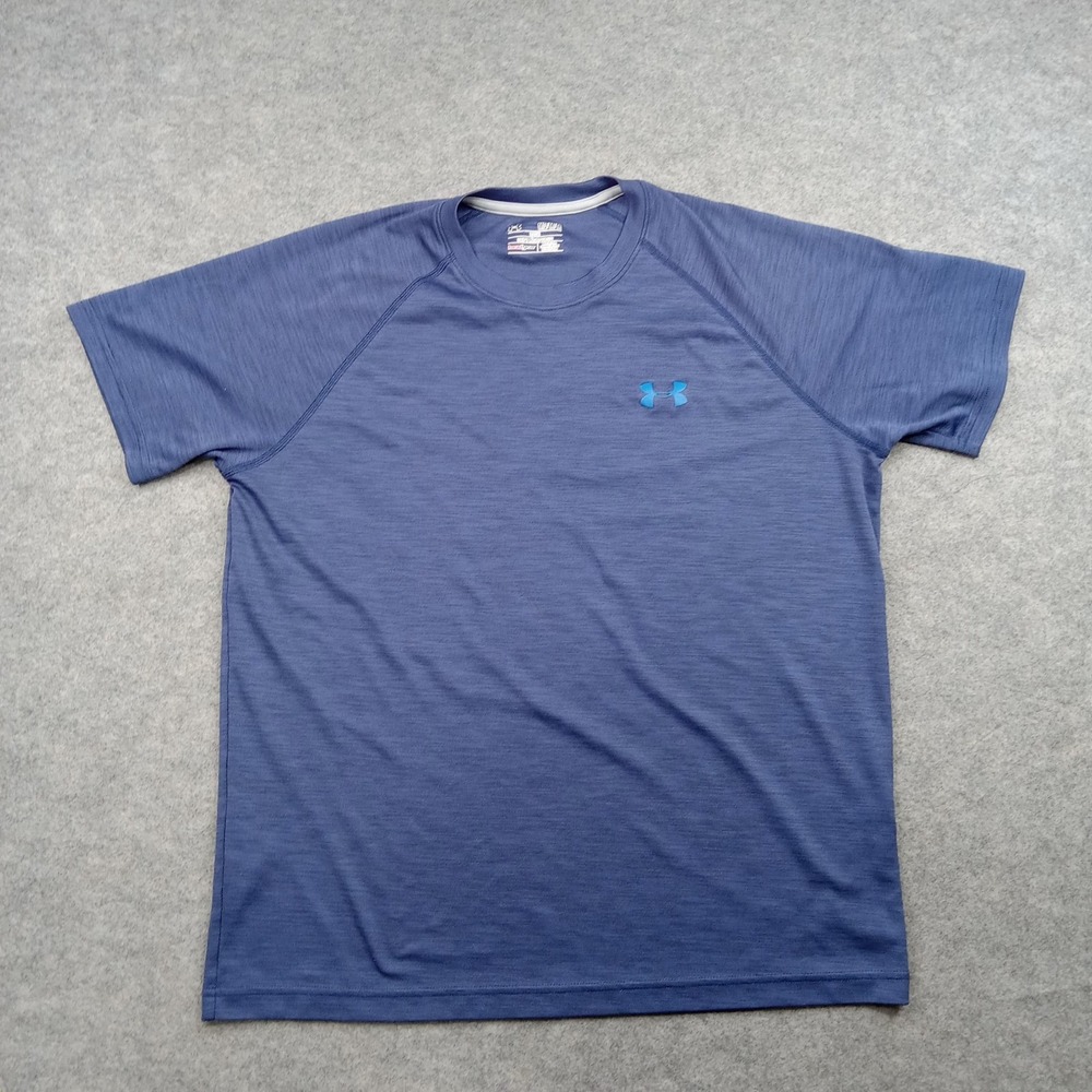 Under Armour Shirt Mens Medium Blue HeatGear Raglan Short‎ Sleeve Athletic Top
